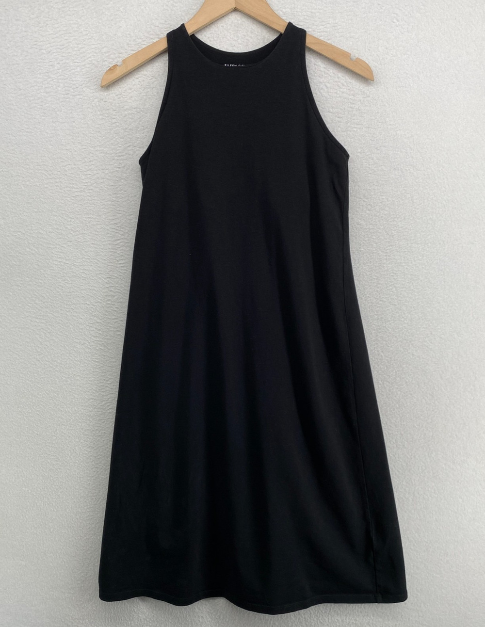 EILEEN FISHER Dress XS Stretch Cotton Jersey Tankdress Shelf Bra Black